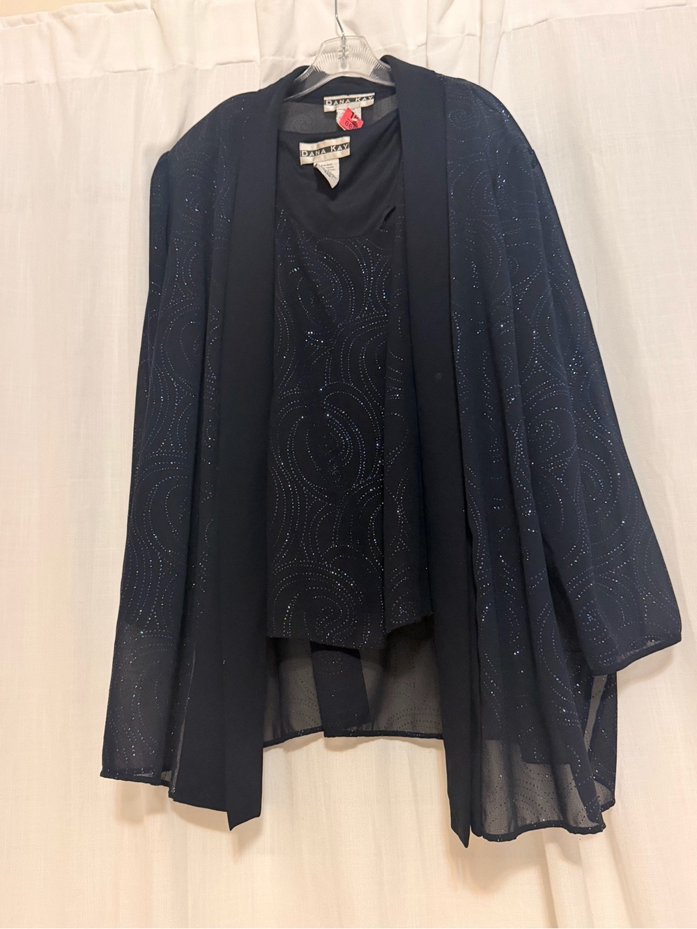Dana Kay Navy Sparkle Evening Open-Front Twinset